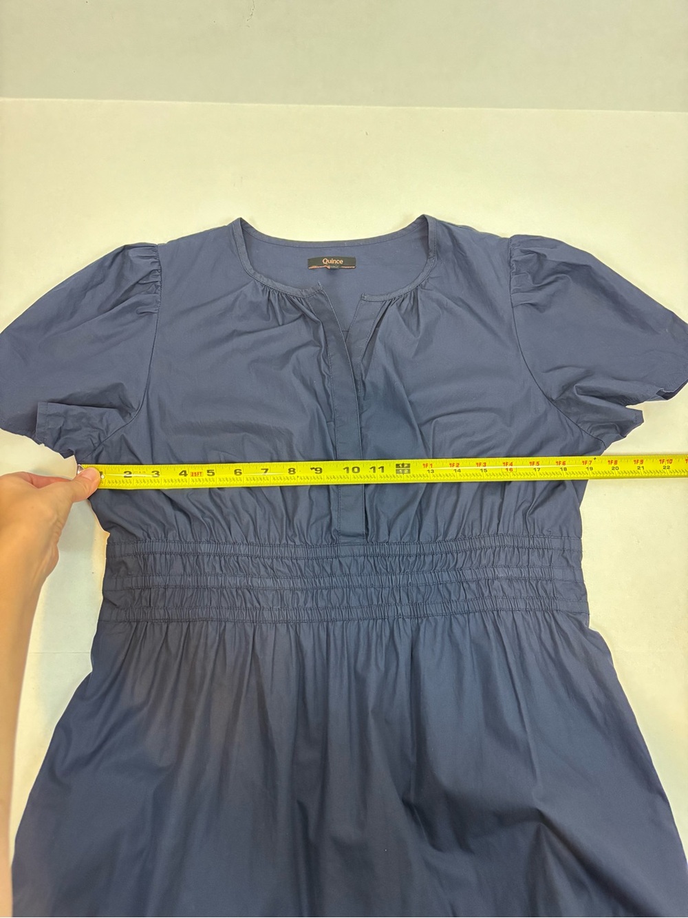 Quince 100% Organic Cotton Poplin Tiered Maxi Dress in Navy Size L - Picture 12 of 14